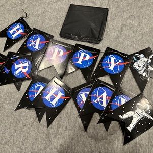 NASA happy birthday banner table cloth